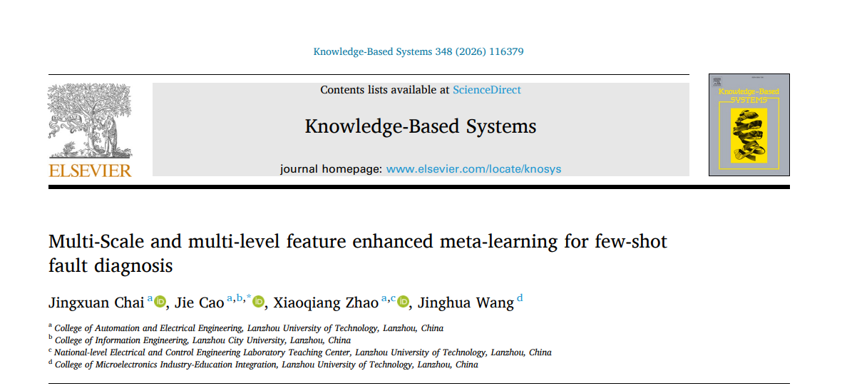自动化与电气工程学院师生在国际著名期刊《Knowledge-Based Systems》发表学术论文